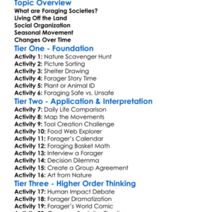 Foraging Societies Worksheet Activity Booklet