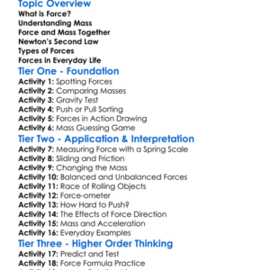 Force And Mass Worksheet Activity Booklet
