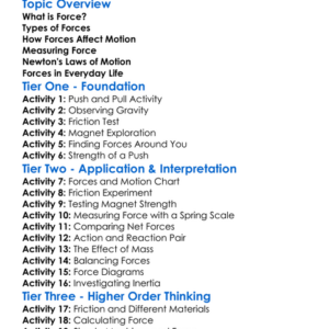 Force Worksheet Activity Booklet
