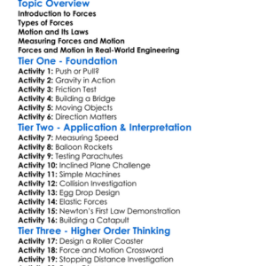Forces And Motion In Engineering Worksheet Activity Booklet