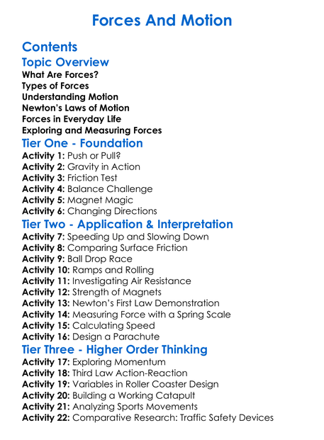 Forces And Motion Worksheet Activity Booklet