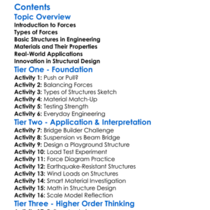 Forces And Structures In Engineering Design Worksheet Activity Booklet