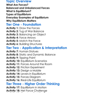 Forces In Equilibrium Worksheet Activity Booklet