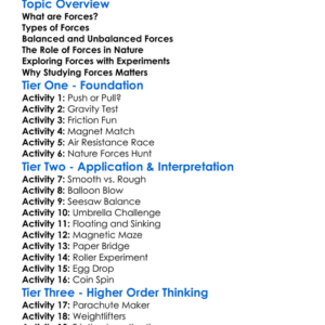 Forces In Nature Worksheet Activity Booklet