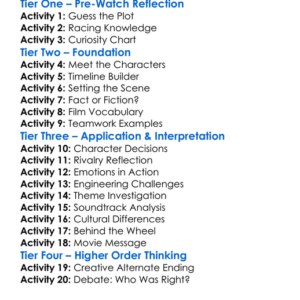 Ford V Ferrari 2019 Worksheet Activity Booklet