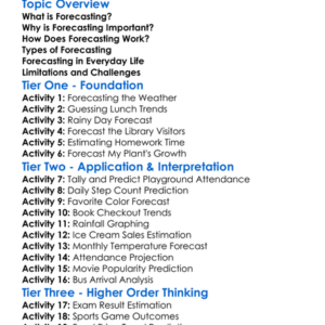 Forecasting Worksheet Activity Booklet