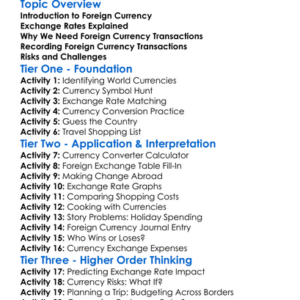 Foreign Currency Transactions Worksheet Activity Booklet