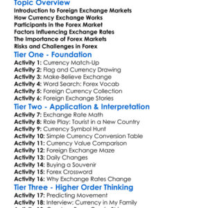 Foreign Exchange Markets Worksheet Activity Booklet