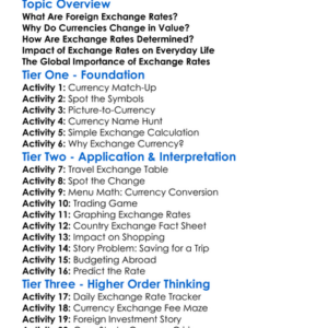 Foreign Exchange Rates Worksheet Activity Booklet