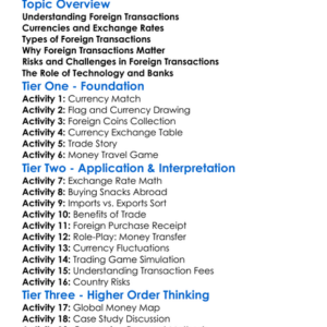 Foreign Transactions Worksheet Activity Booklet