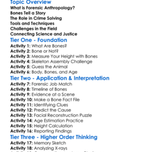 Forensic Anthropology Worksheet Activity Booklet