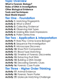 Forensic Applications Of Biology Worksheet Activity Booklet
