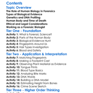 Forensic Applications Of Human Biology Worksheet Activity Booklet