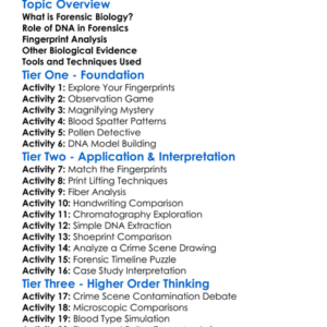 Forensic Biology Techniques Worksheet Activity Booklet