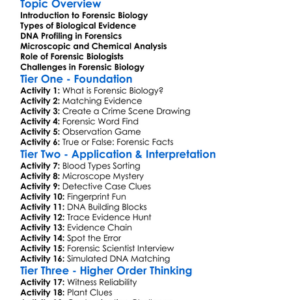 Forensic Biology Worksheet Activity Booklet
