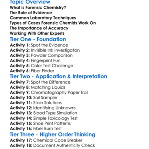 Forensic Chemistry Worksheet Activity Booklet