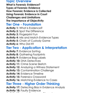 Forensic Evidence In Law Worksheet Activity Booklet