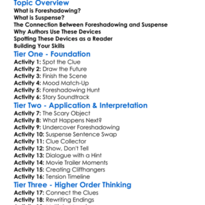 Foreshadowing And Suspense Worksheet Activity Booklet
