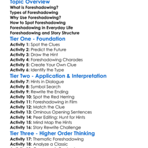 Foreshadowing Worksheet Activity Booklet