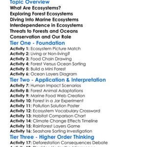 Forest And Marine Ecosystems Worksheet Activity Booklet