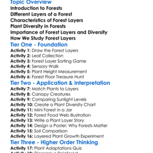 Forest Layers And Plant Diversity Worksheet Activity Booklet