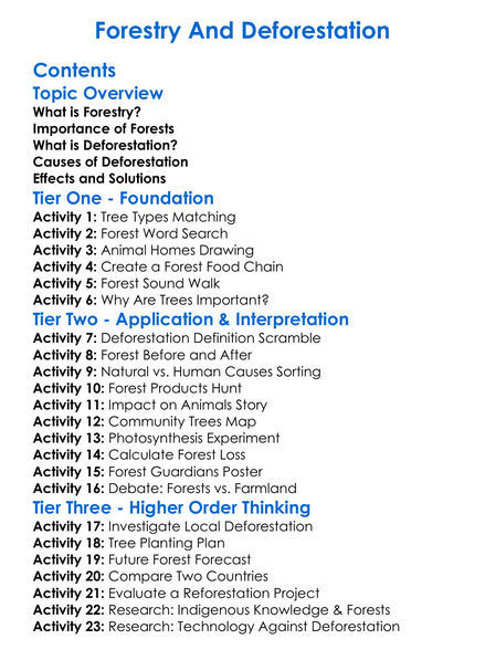 Forestry And Deforestation Worksheet Activity Booklet