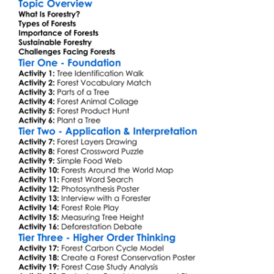 Forestry Worksheet Activity Booklet