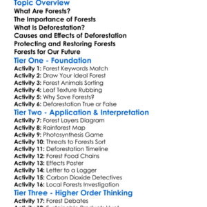 Forests And Deforestation Worksheet Activity Booklet