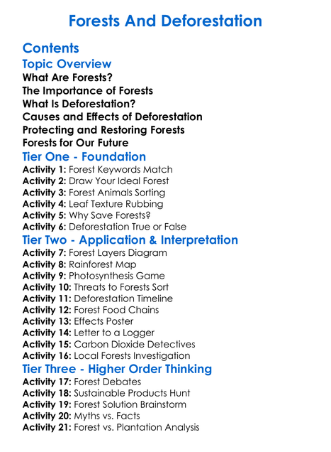 Forests And Deforestation Worksheet Activity Booklet