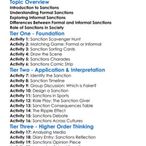 Formal And Informal Sanctions Worksheet Activity Booklet