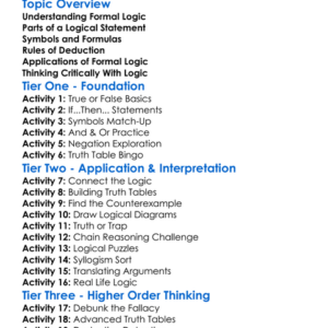 Formal Logic Worksheet Activity Booklet