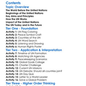 Formation And Impact Of The United Nations Worksheet Activity Booklet