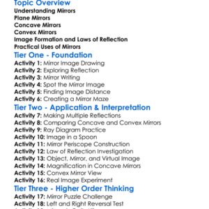 Formation Of Images By Mirrors Worksheet Activity Booklet