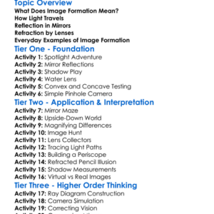 Formation Of Images Worksheet Activity Booklet