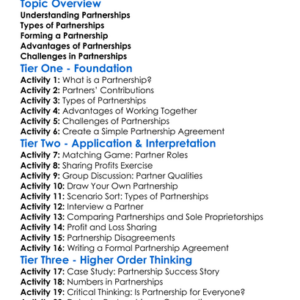 Formation Of Partnerships Worksheet Activity Booklet