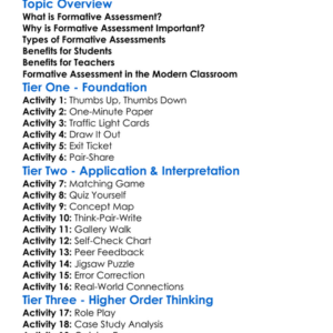 Formative Assessment Worksheet Activity Booklet