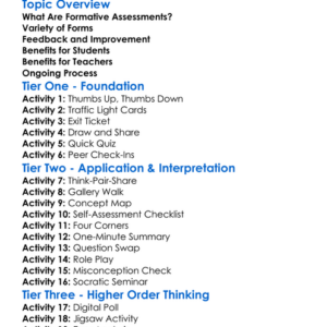 Formative Assessments Worksheet Activity Booklet