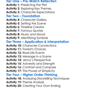 Forrest Gump 1994 Worksheet Activity Booklet