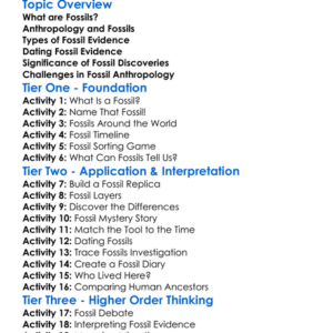 Fossil Evidence In Anthropology Worksheet Activity Booklet