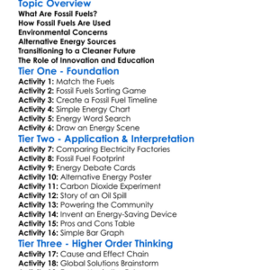 Fossil Fuels And Alternatives Worksheet Activity Booklet