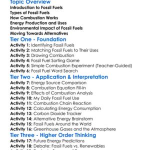 Fossil Fuels And Combustion Worksheet Activity Booklet