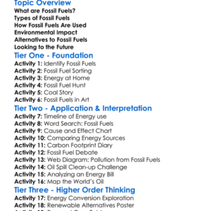 Fossil Fuels Worksheet Activity Booklet