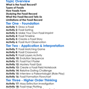 Fossil Record Worksheet Activity Booklet