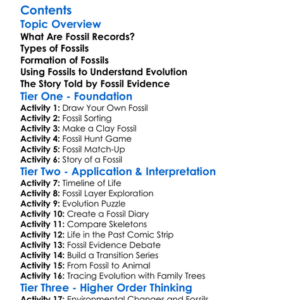 Fossil Records And Evidence Of Evolution Worksheet Activity Booklet