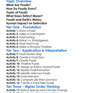 Fossils And Extinct Species Worksheet Activity Booklet