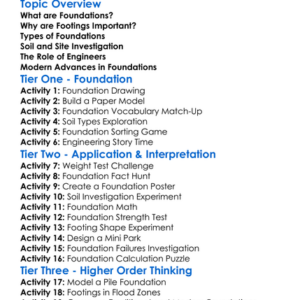 Foundations And Footings Worksheet Activity Booklet