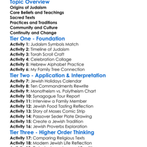 Foundations Of Judaism Worksheet Activity Booklet