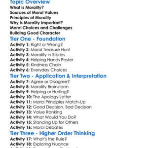Foundations Of Morality Worksheet Activity Booklet