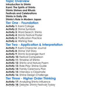 Foundations Of Shinto Worksheet Activity Booklet