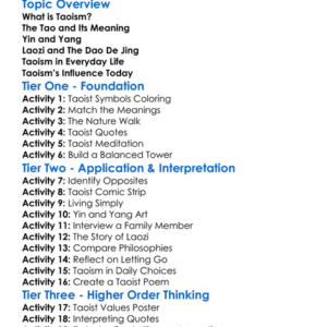 Foundations Of Taoism Worksheet Activity Booklet